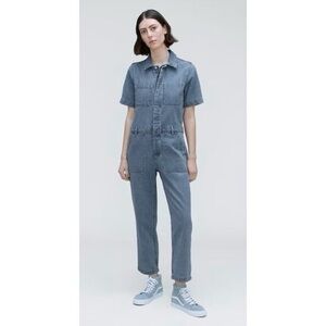 EVERLANE Supersoft Denim Coverall Jumpsuit Medium Blue Wash Denim size 10